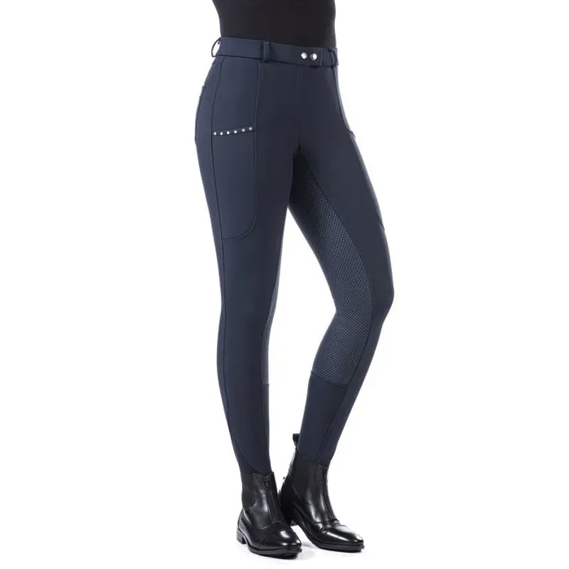 HKM Winter riding breeches -Monaco- silicone full seat Deep blue EU36/UK26