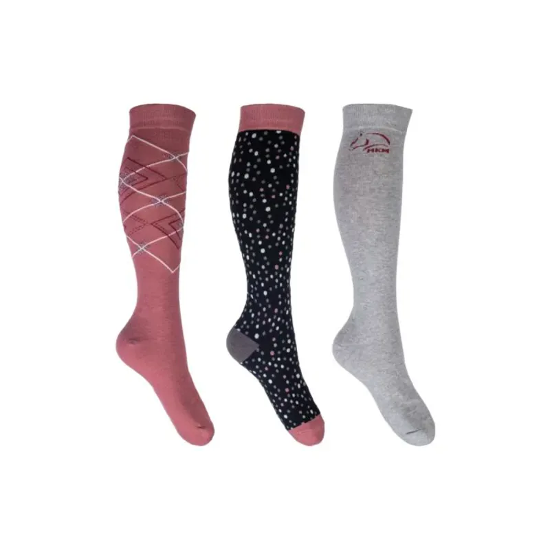 Hkm Set Of 3 Colorado Riding Socks in Black/Red