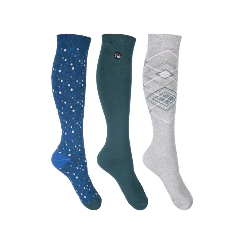 Hkm Set Of 3 Florida Riding Socks in Navy/Petrol