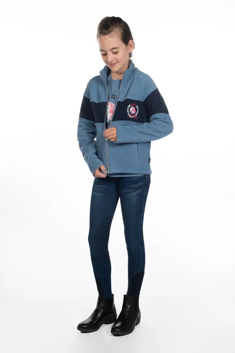 Hkm Kids Aymee Denim Silicone Knee Patch Riding Breeches in Deep Blue-1