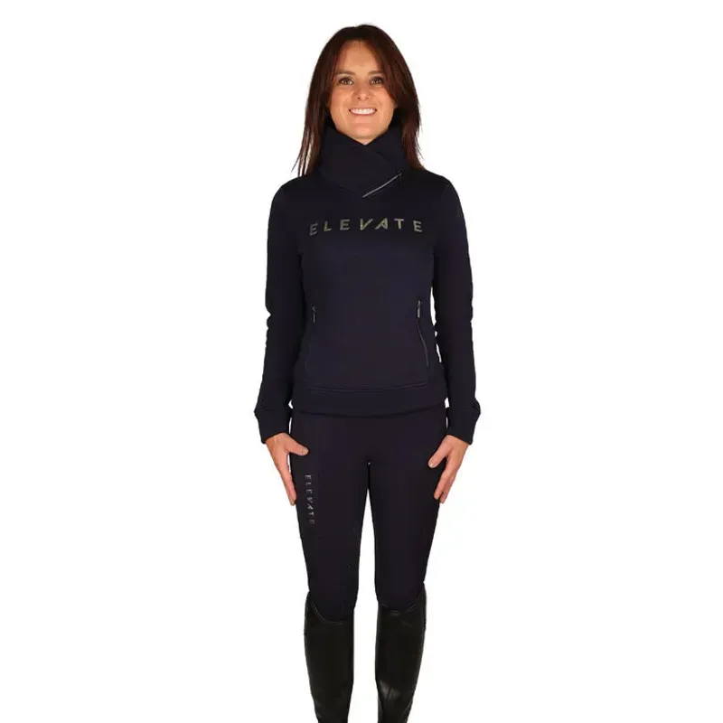 Hy Equestrian Elevate Allure Cross Neck Jumper in Navy