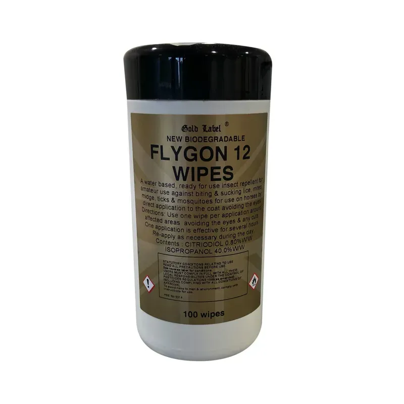 Gold Label 100 Pack 12 Wipes Flygon Fly Repellent in Gold