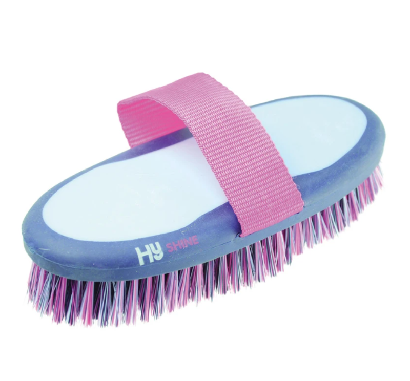 Hy Shine Pro Groom Sponge Brush in Navy/Light Blue