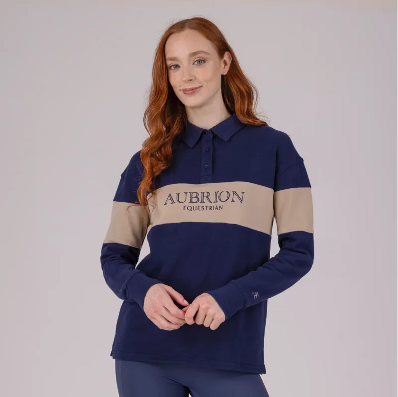 Aubrion Equestrian Button Sweatshirt MIDNIGHT/TAUPE-1