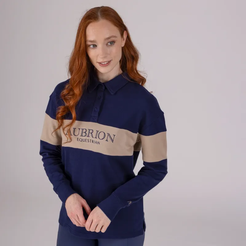Aubrion Equestrian Button Sweatshirt MIDNIGHT/TAUPE