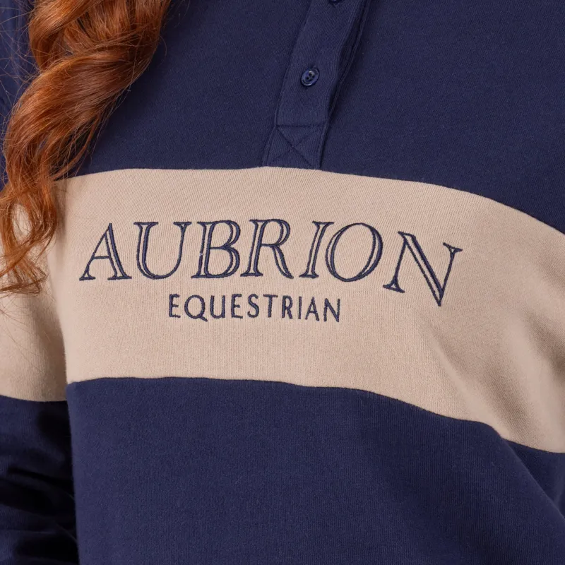 Aubrion Equestrian Button Sweatshirt MIDNIGHT/TAUPE-3