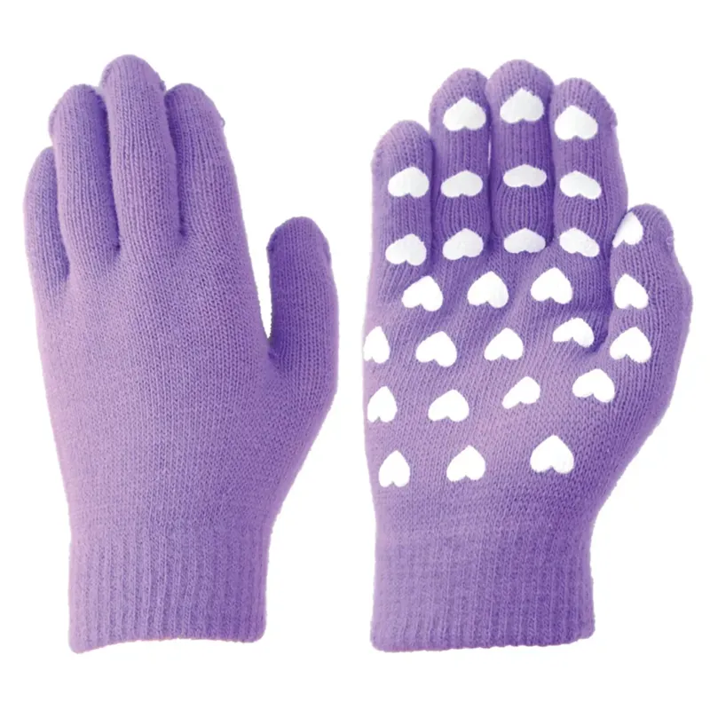Hy Equestrian Magic Patterned Gloves - - Purple with Hearts child